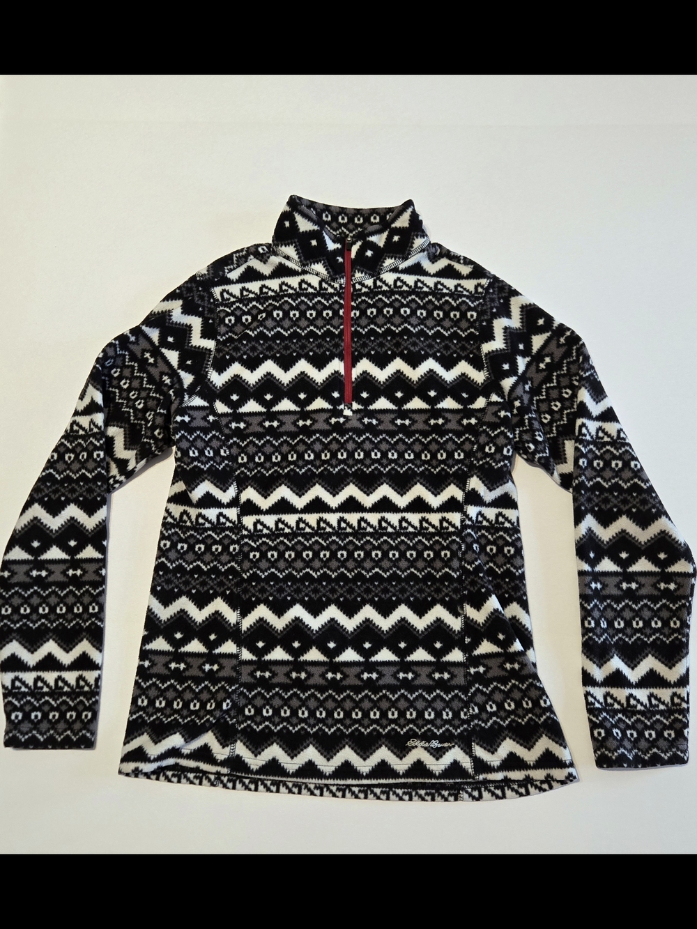 Black & White Eddie Bauer  Half-Zip Fleece Pullover Small